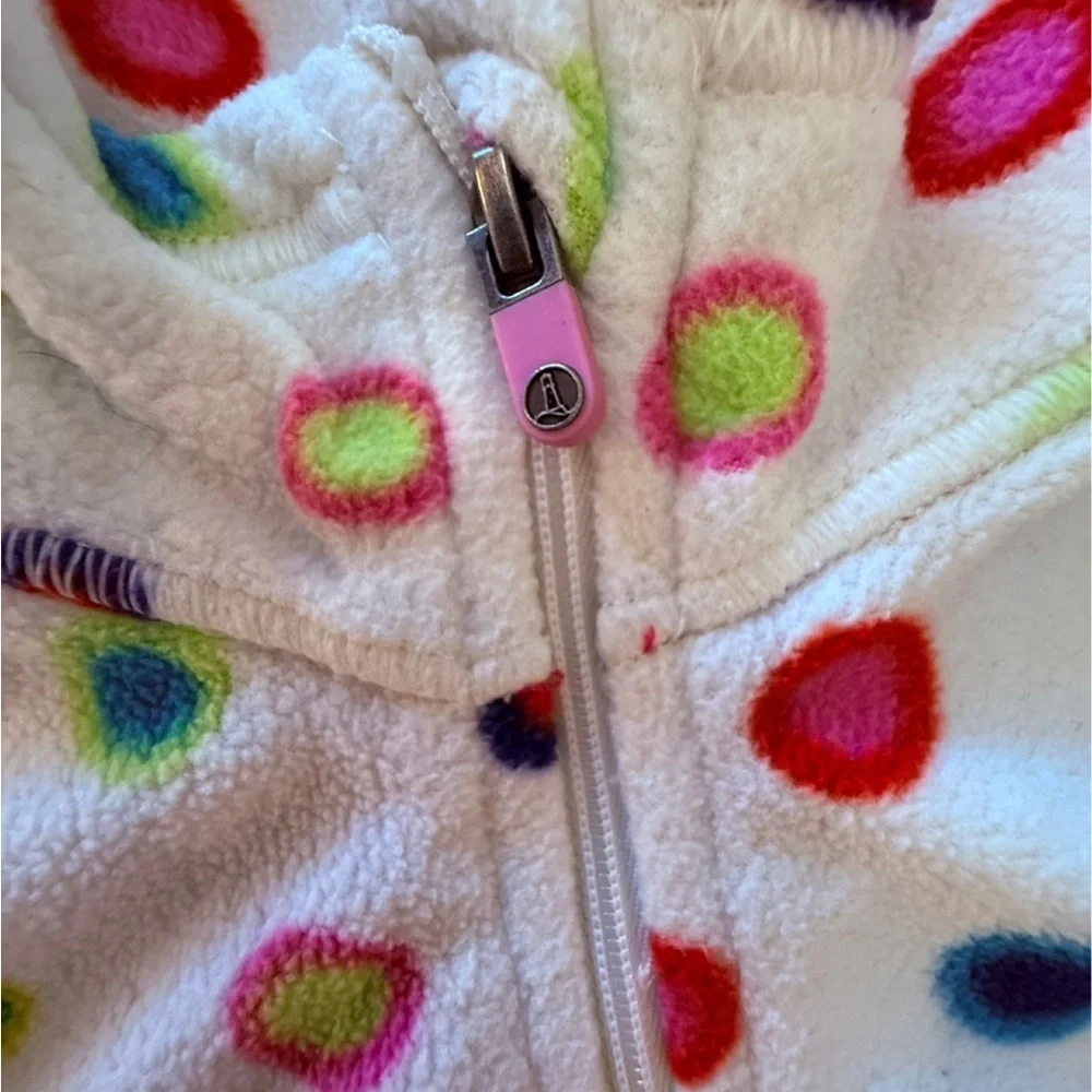 Lands End Fleece Half-Zip kids Pullover with Multicolor Polka Dots. L/14